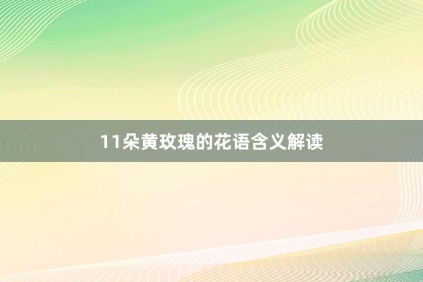 11朵黄玫瑰的花语含义解读