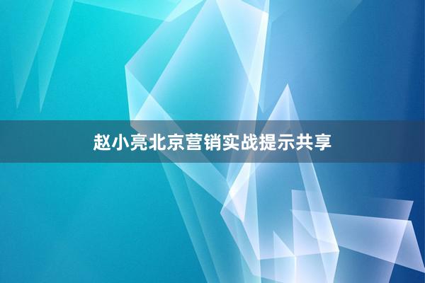 赵小亮北京营销实战提示共享